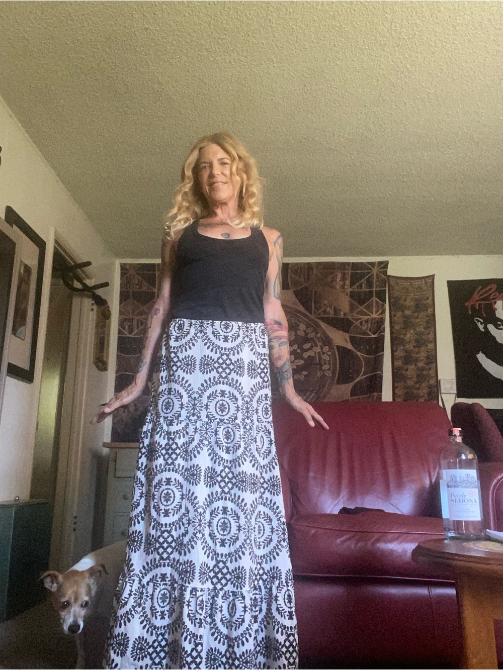 Boho Black and White Maxi Skirt - Women's Printed Long Skirt